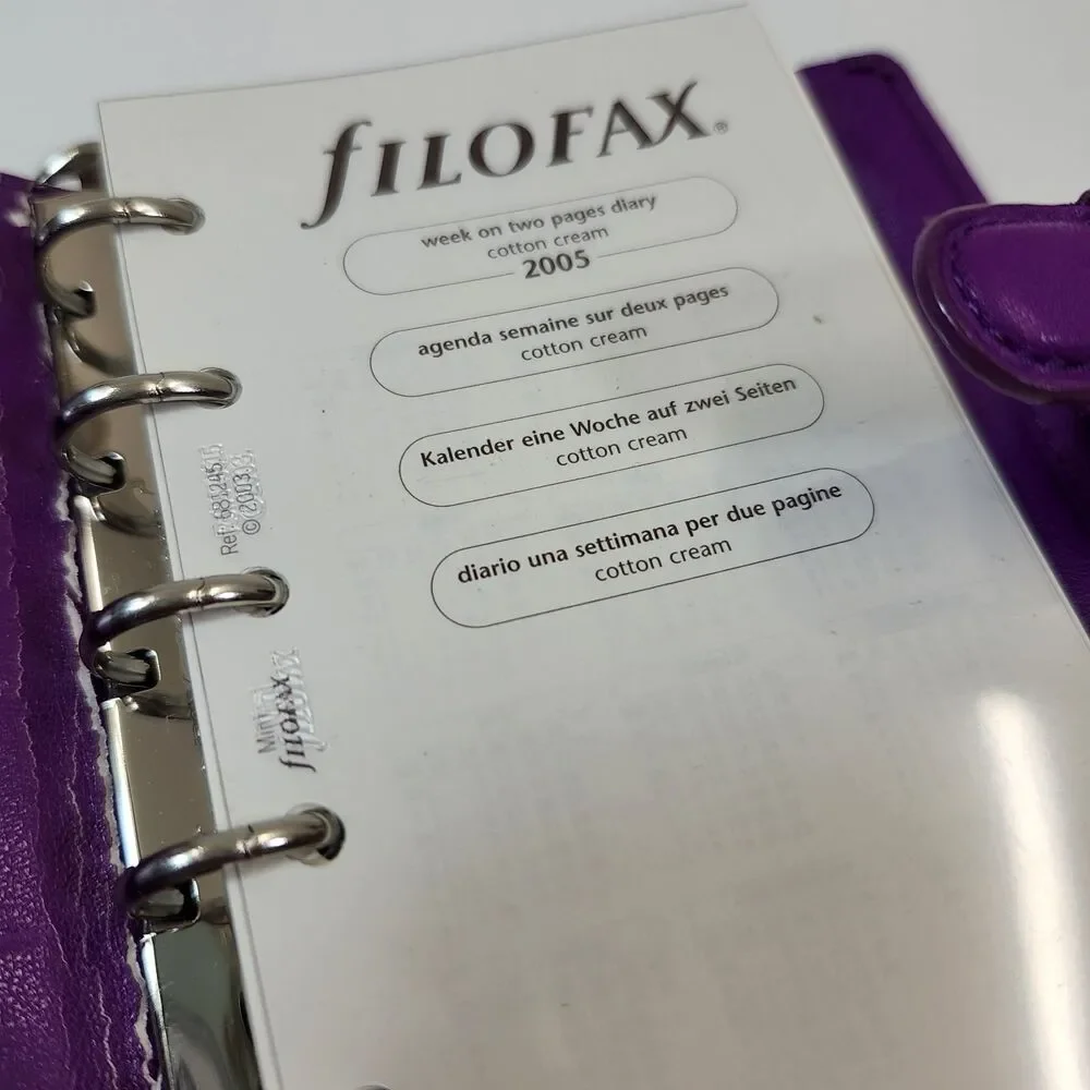 Filofax Mini Bloomsbury Organizer Deluxe Leather Purple Address Book Planner